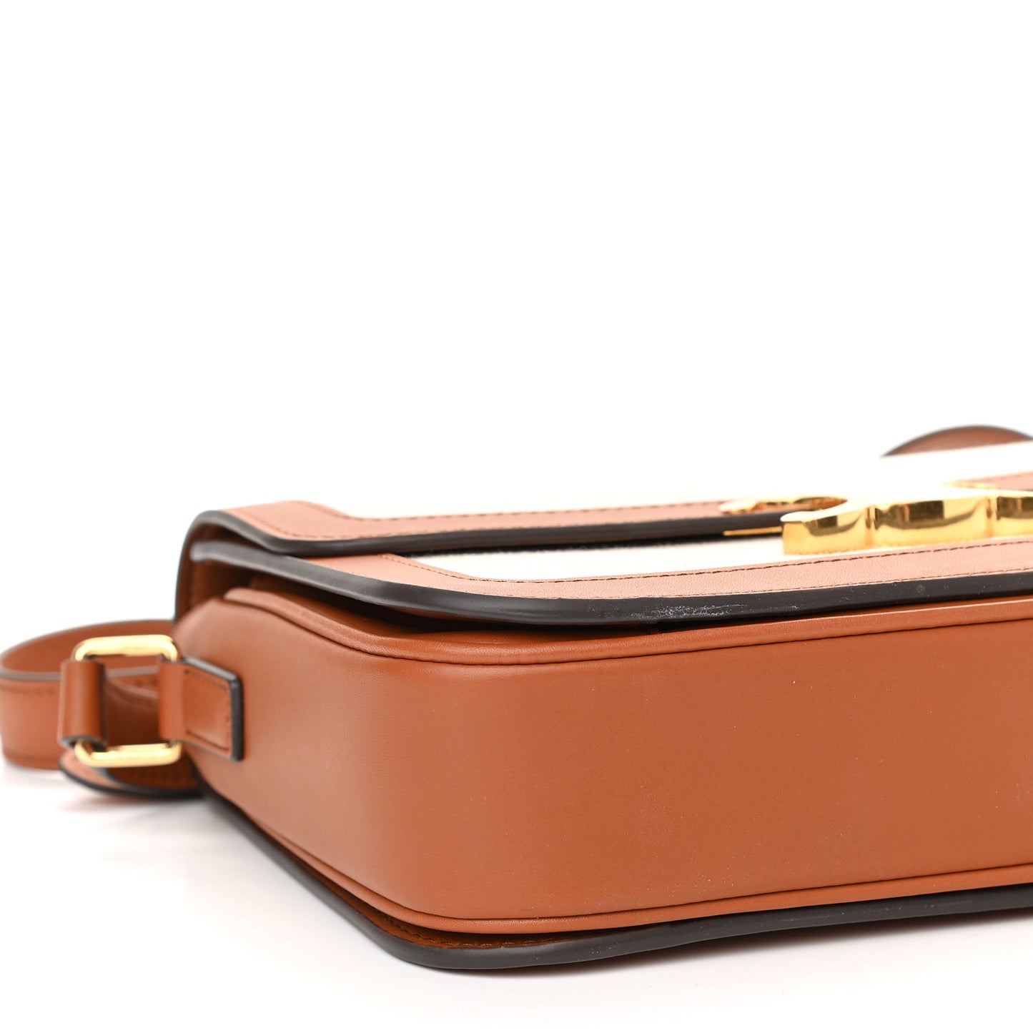 Textile Natural Calfskin Medium Triomphe Bag White Tan