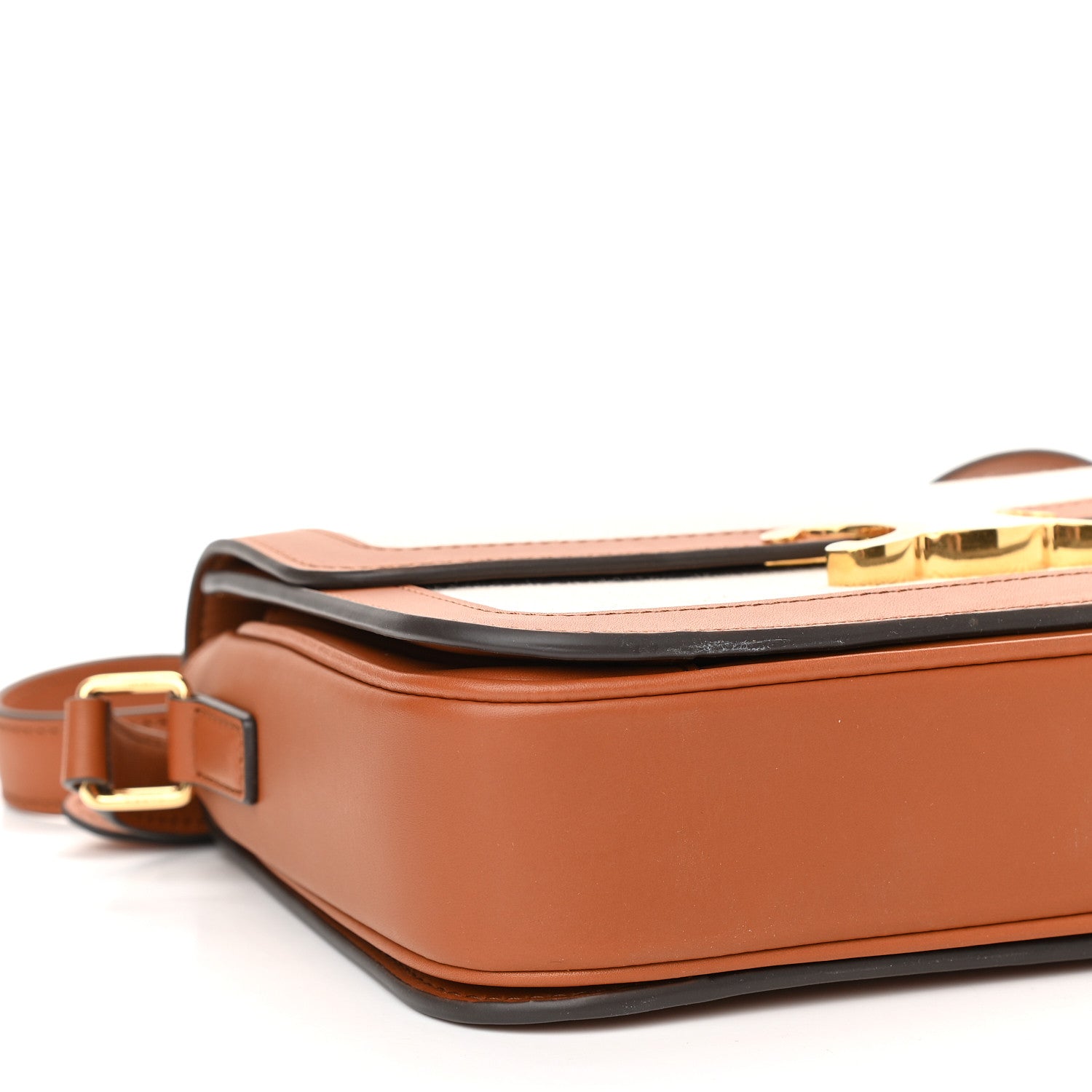 Celine Textile Natural Calfskin Medium Triomphe Bag White Tan 9 of 10