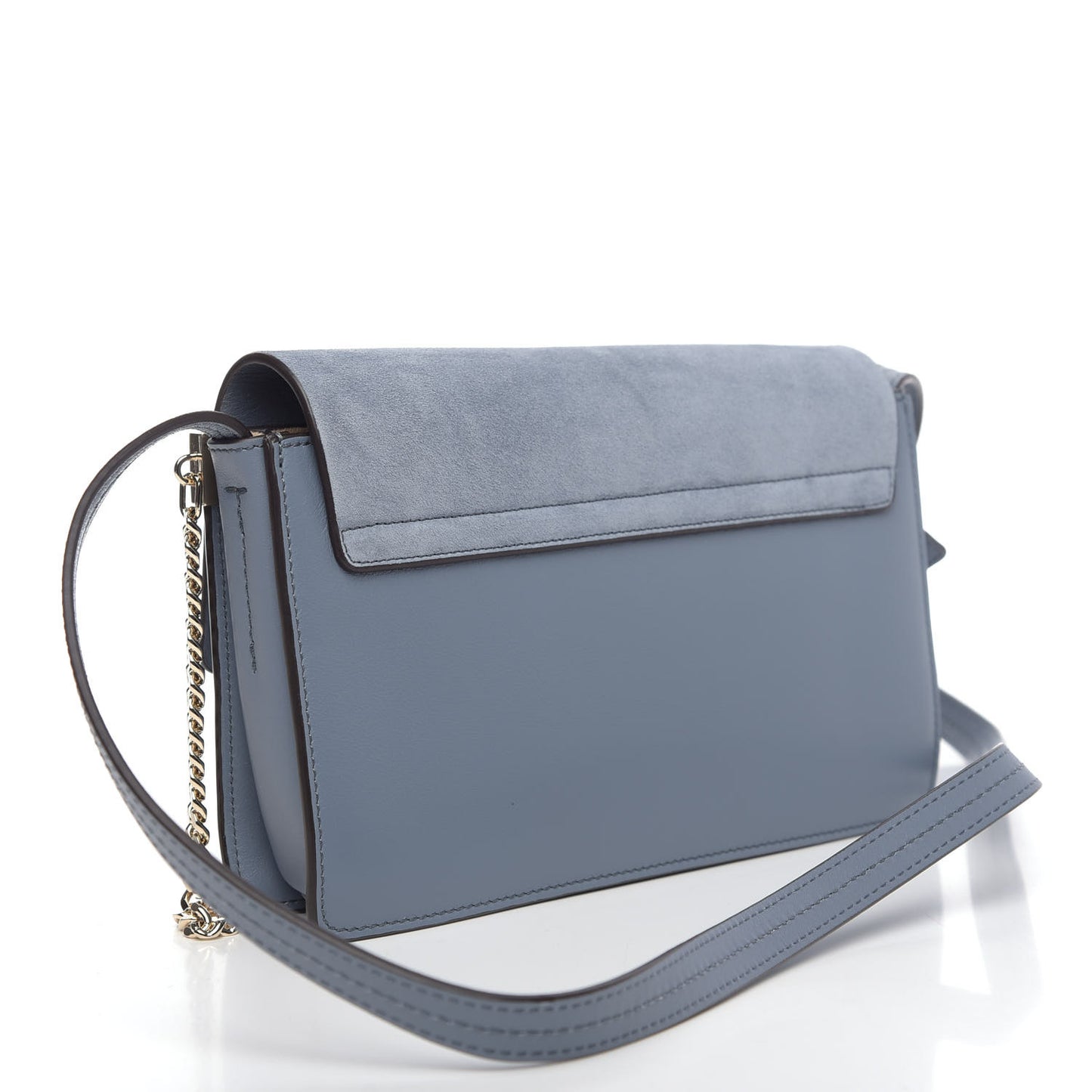 Suede Calfskin Small Faye Shoulder Bag Ash Blue