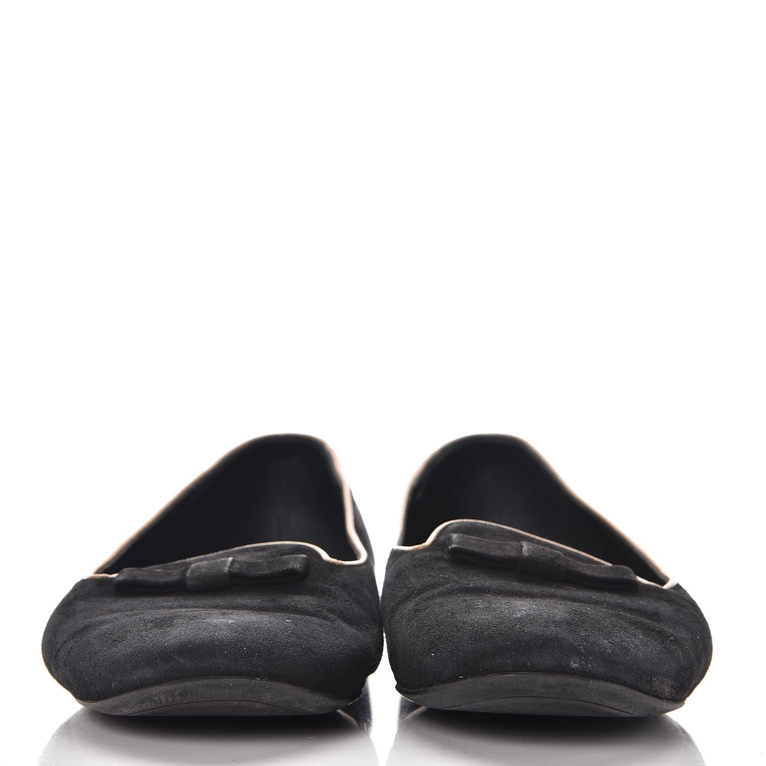 Louis Vuitton Suede Uniformes Bow Flat Loafers Black 2 of 11