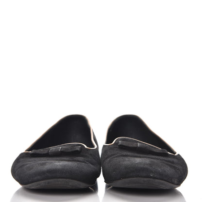 Louis Vuitton Suede Uniformes Bow Flat Loafers Black 2 of 11