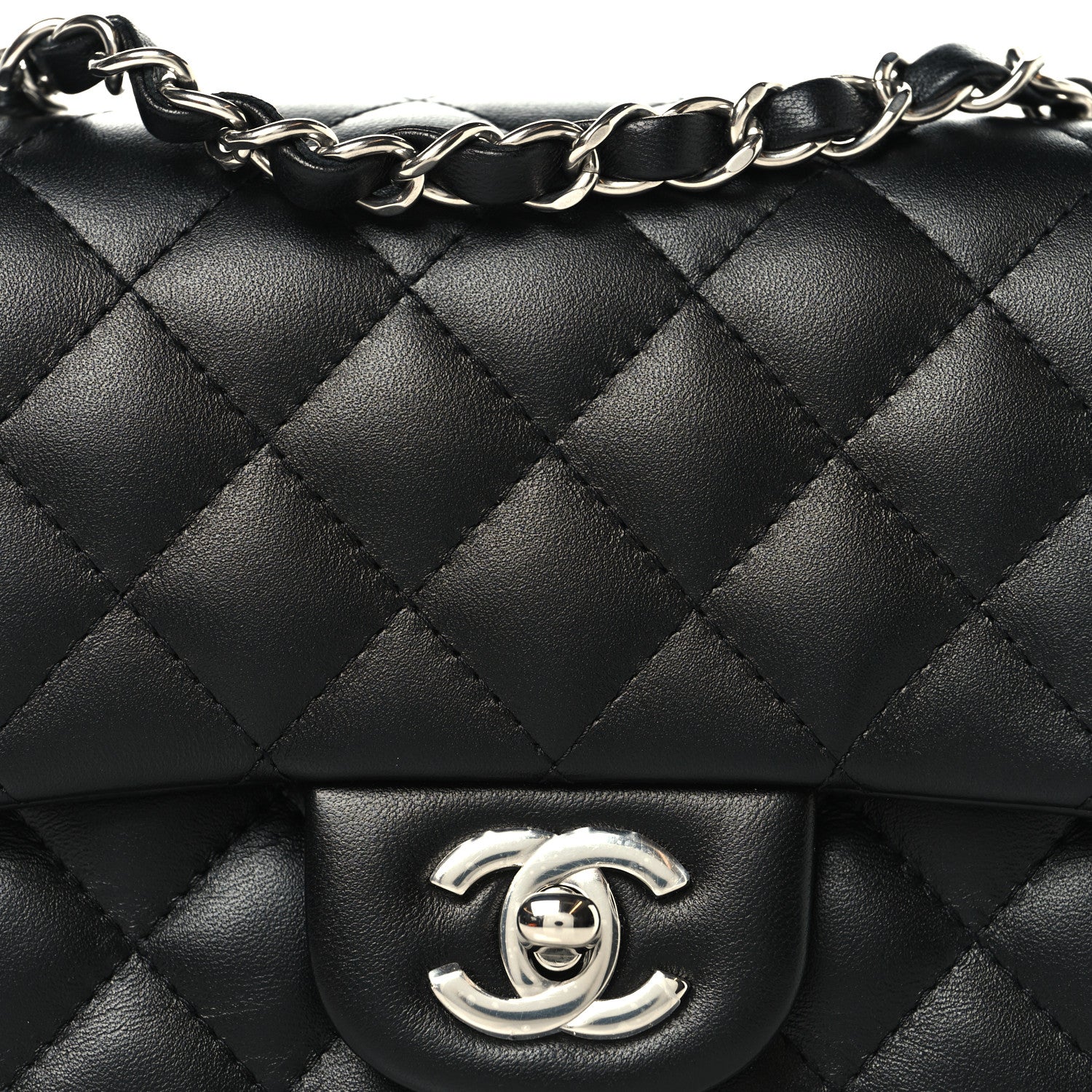 Chanel Lambskin Quilted Mini Square Flap Black 8 of 11