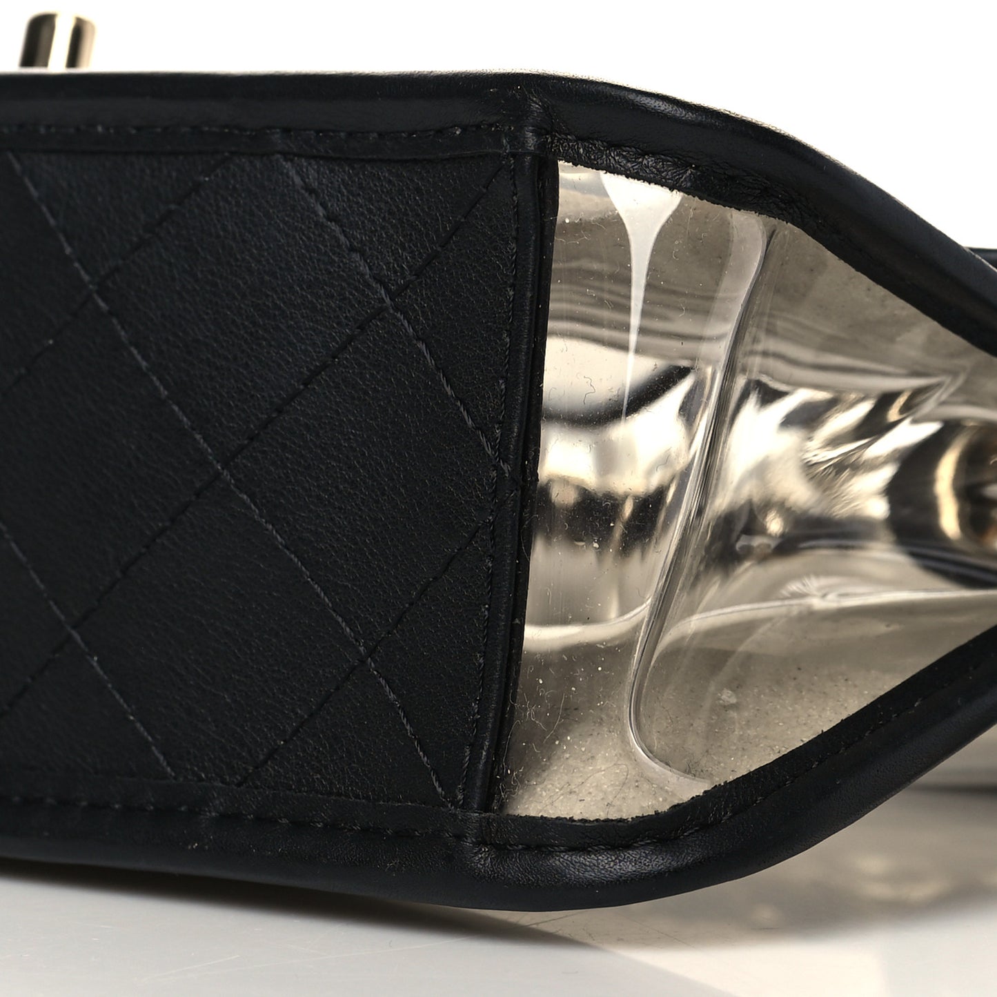 Lambskin PVC Sand By The Sea Flap With Pearl Strap Black