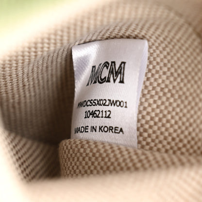 MCM Calfskin Drawstring Logo Bucket Bag Green 9 of 12