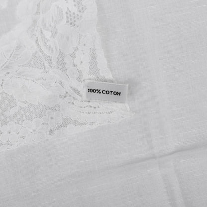 Hermes Cotton Lace Handkerchief Scarf White 4 of 4