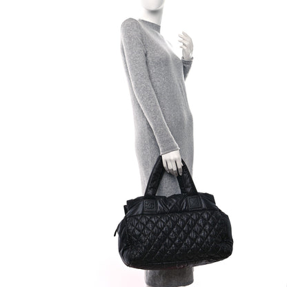 Chanel Nylon Quilted Large Coco Cocoon Reversible Tote Black 3 of 9