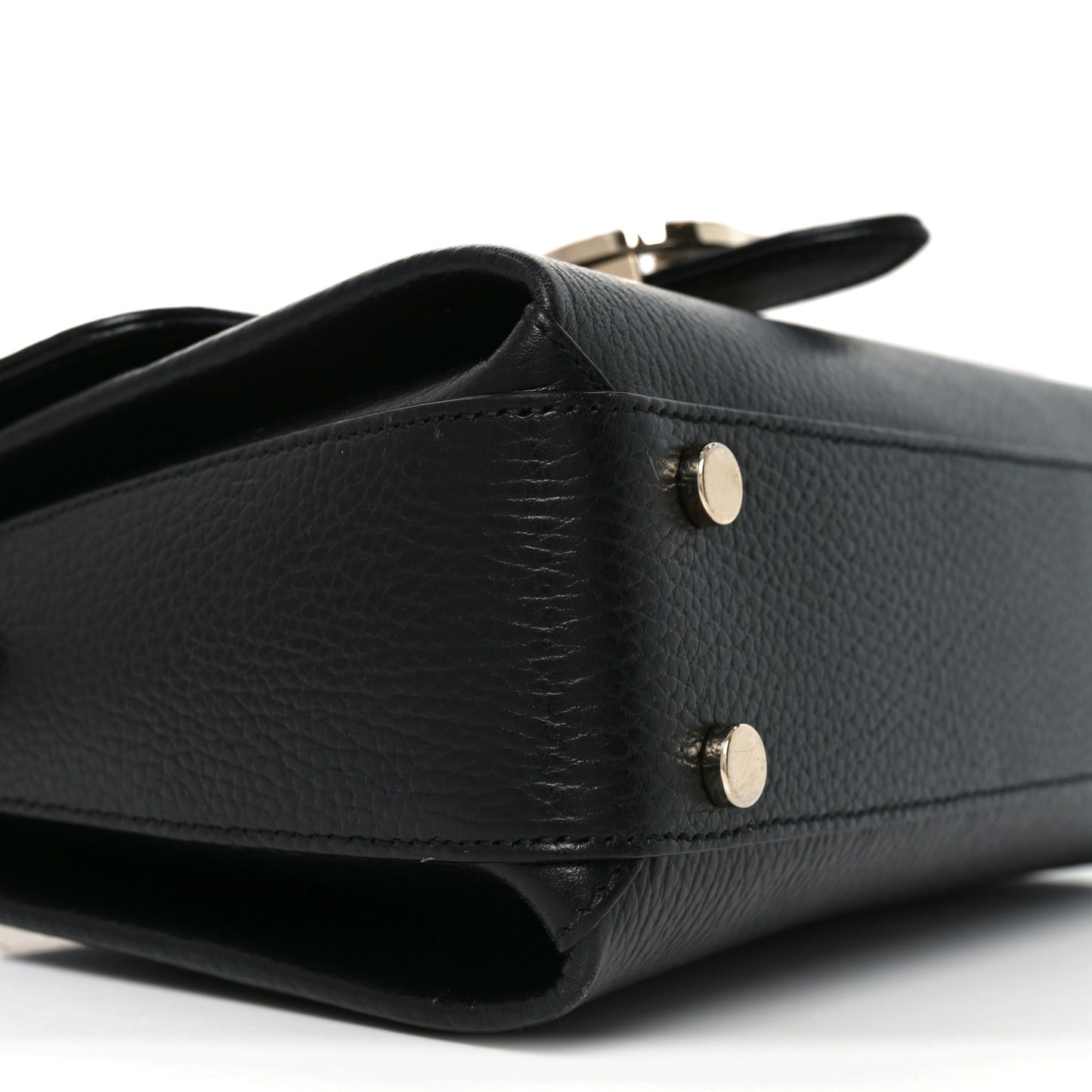 Dollar Calfskin Interlocking G Top Handle Shoulder Bag Black
