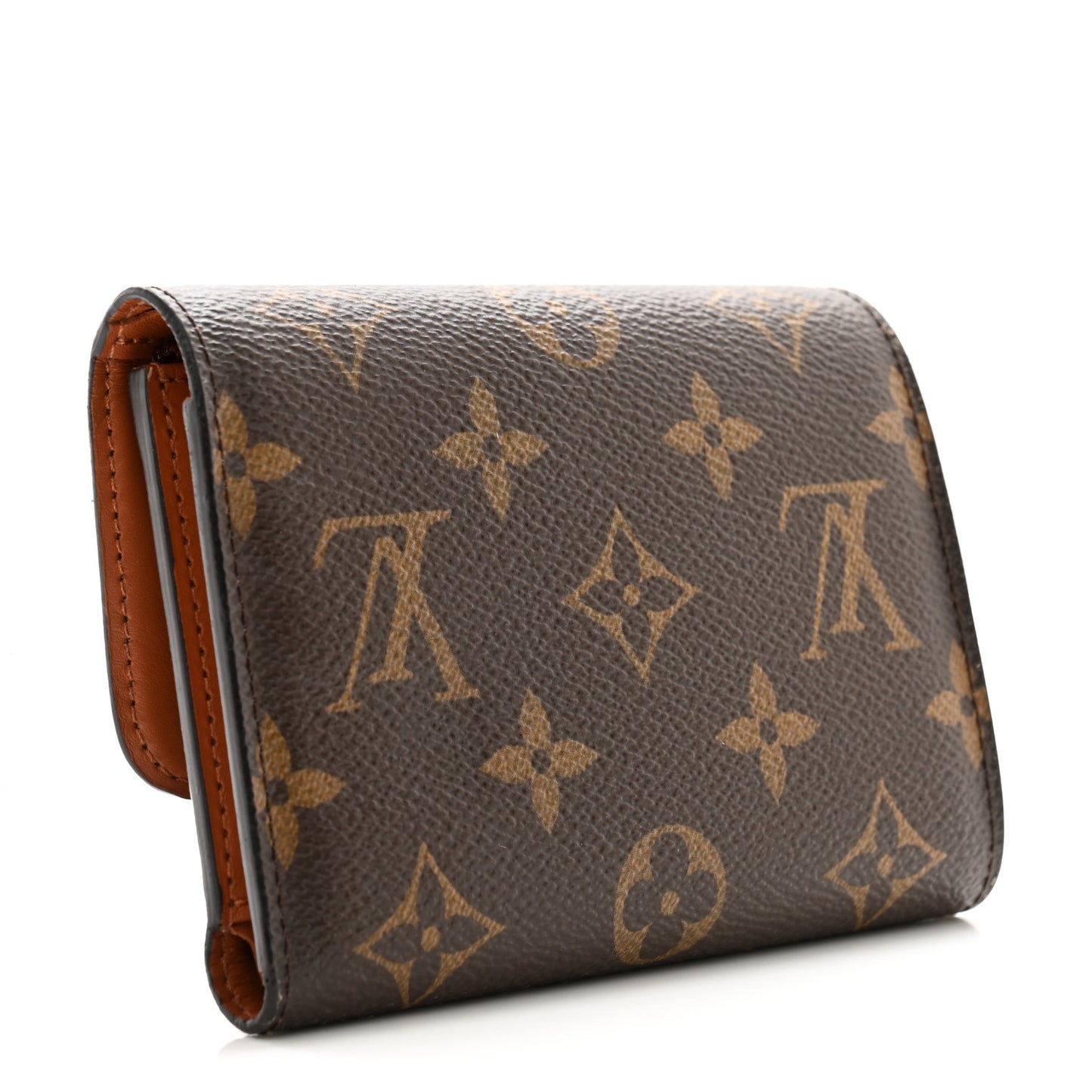Monogram Flower Lock Compact Wallet Caramel