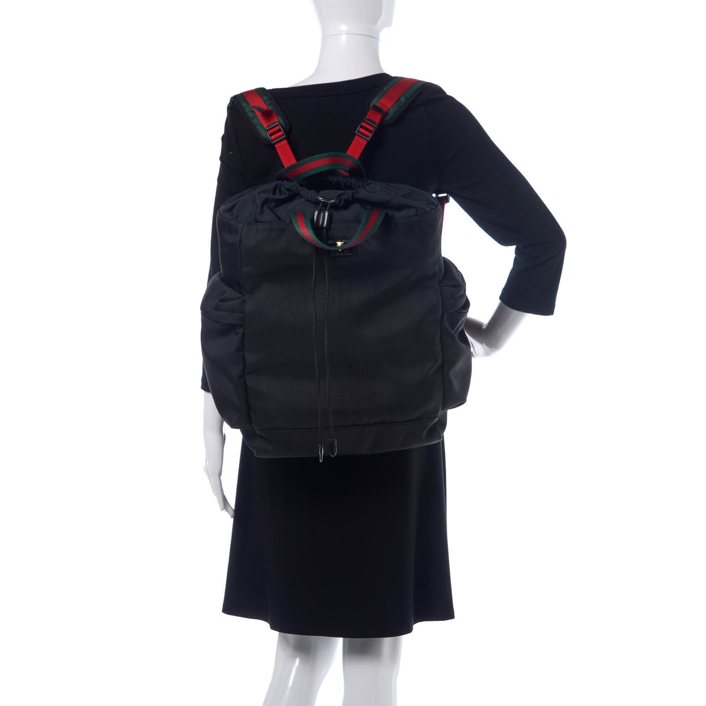 Techno Canvas Web Drawstring Backpack Black