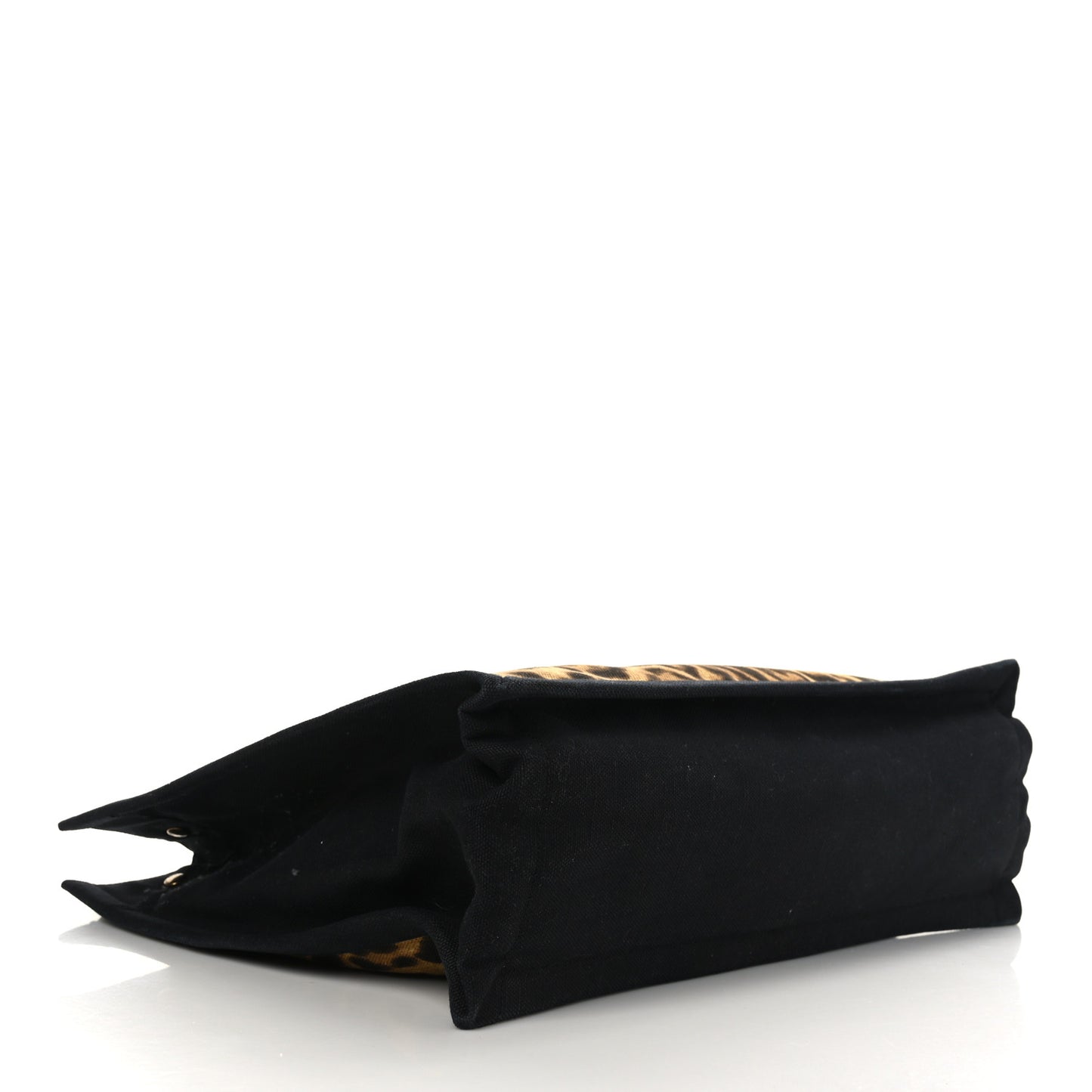 Canvas Calfskin Leopard Print Rive Gauche Noe Tote Natural Black