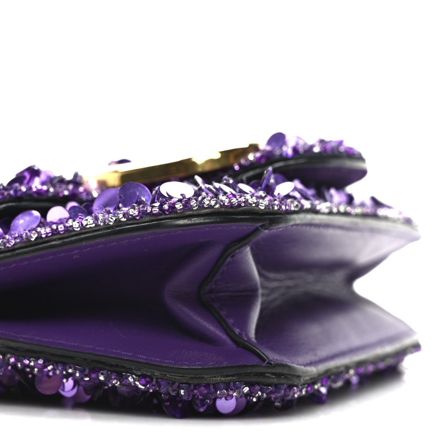 Valentino Garavani Sequin Crystal Vlogo Embroidered Small Loco Shoulder Bag Astral Purple 8 of 9