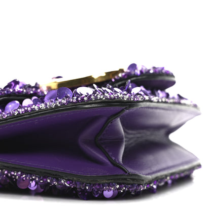 Valentino Garavani Sequin Crystal Vlogo Embroidered Small Loco Shoulder Bag Astral Purple 8 of 9