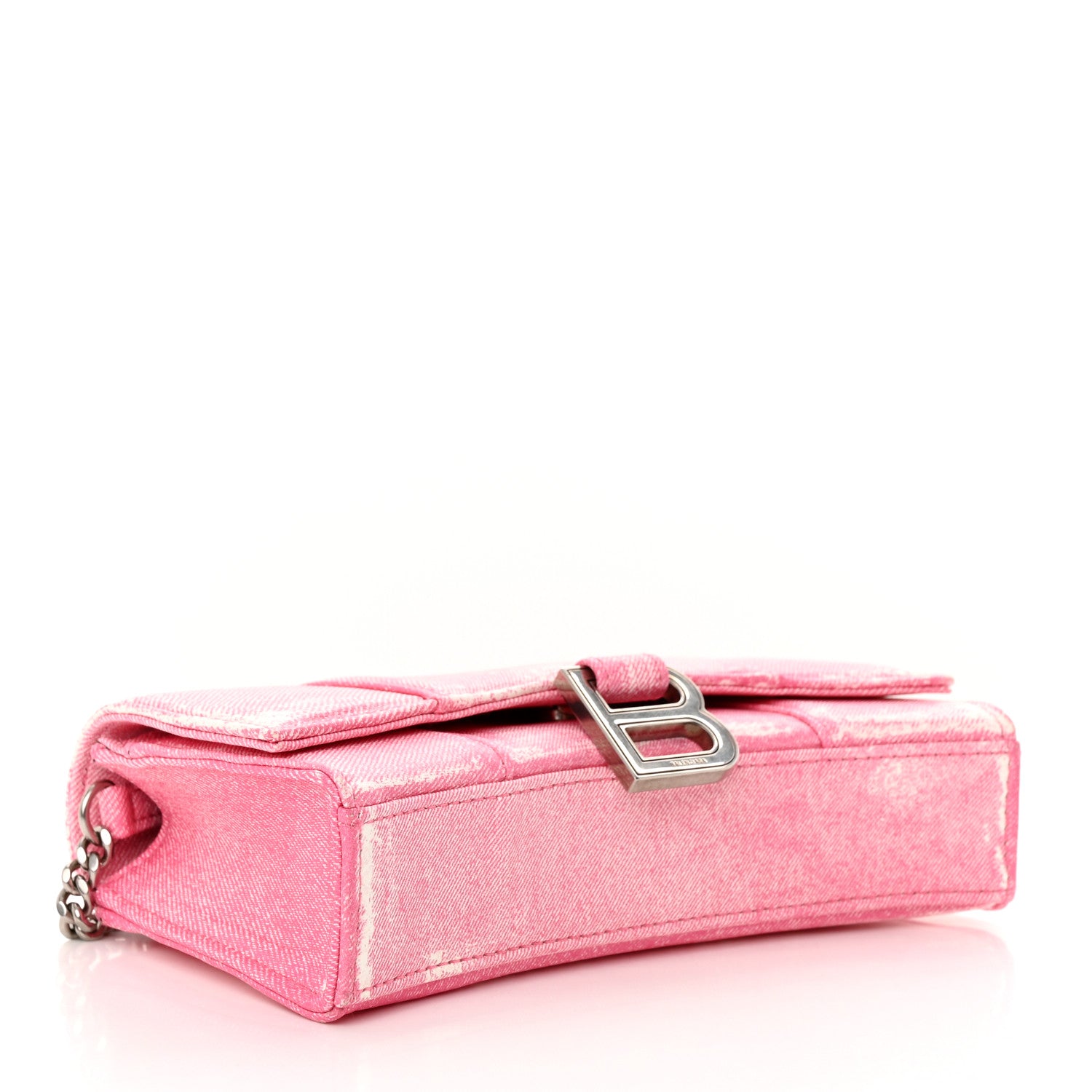 Balenciaga Nappa Denim Printed Hourglass Chain Bag Denim Pink 4 of 10