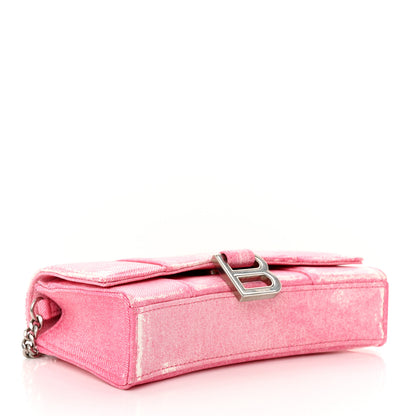 Balenciaga Nappa Denim Printed Hourglass Chain Bag Denim Pink 4 of 10