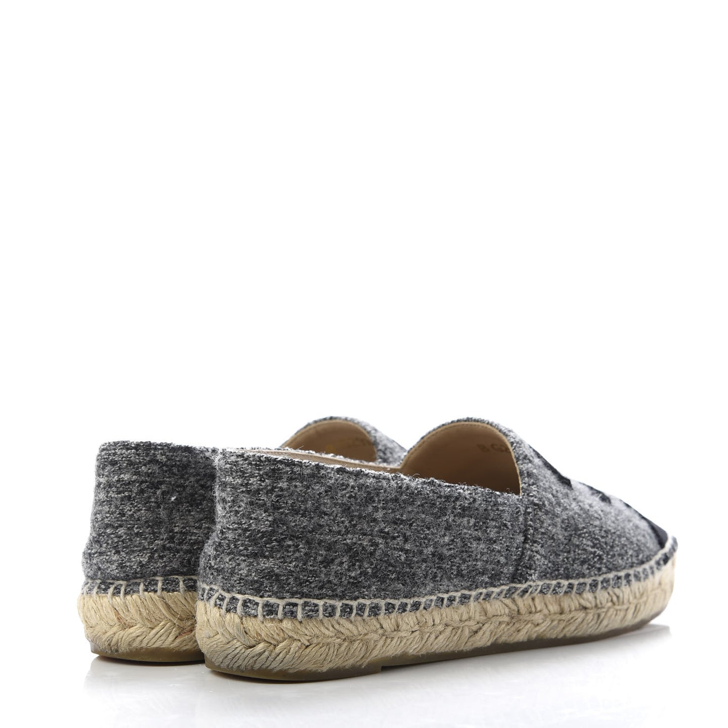Tweed Velvet CC Espadrilles 36 Grey Black