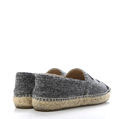 Chanel Tweed Velvet CC Espadrilles 36 Grey Black 4 of 10
