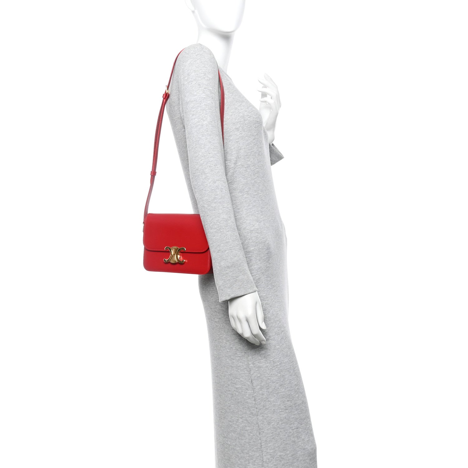 Celine Shiny Calfskin Teen Triomphe Red 2 of 10
