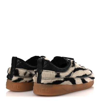 Chanel Lambskin Mixed Fibers Printed Quilted Sneakers 41 White Black 5 of 12