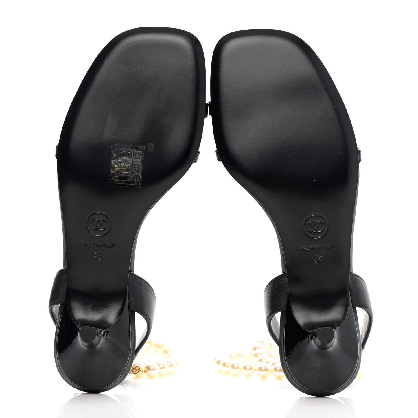 Calfskin Pearl Sandals 35 Black