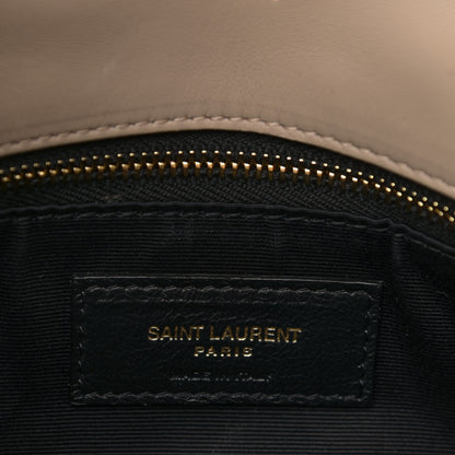 Saint Laurent Lambskin Quilted Small Loulou Puffer Monogram Chain Satchel Dark Beige 5 of 10