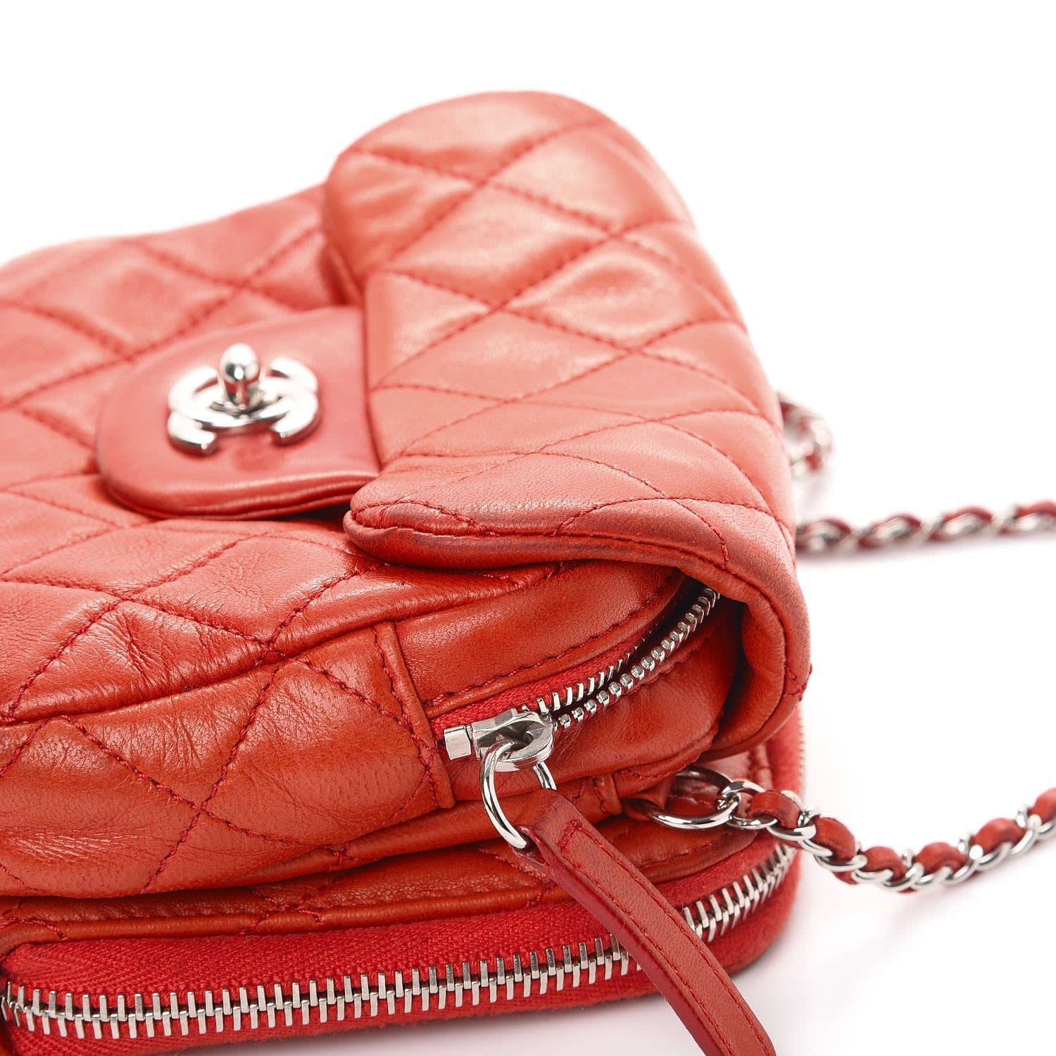 Chanel Lambskin Quilted New Mini Flap Red 10 of 12
