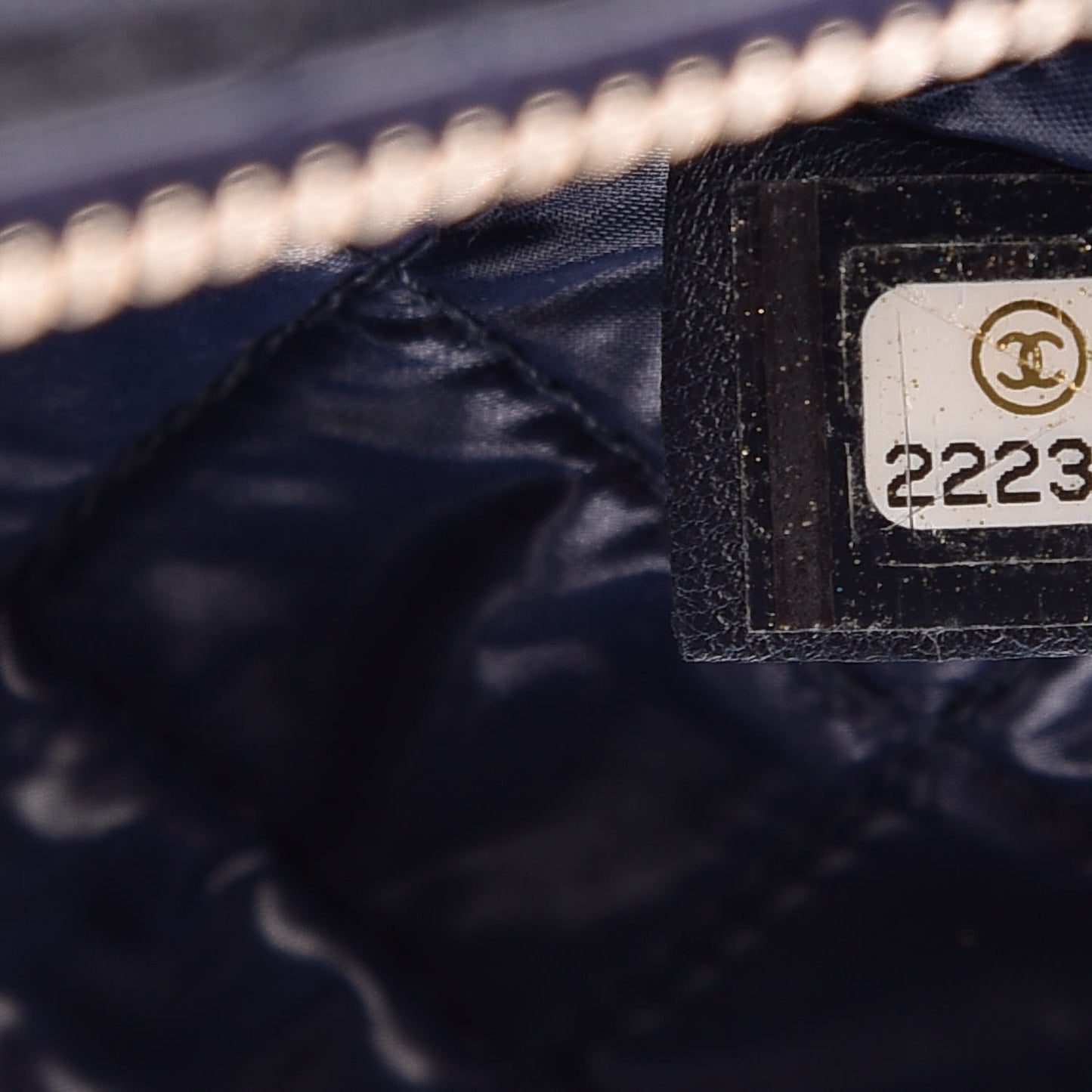 Lambskin Quilted Medium Casino Beauty CC Cosmetic Case Navy