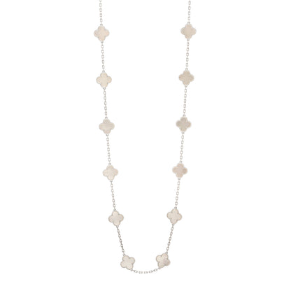 Van Cleef & Arpels 18K White Gold Mother of Pearl 20 Motifs Vintage Alhambra Necklace 1 of 5