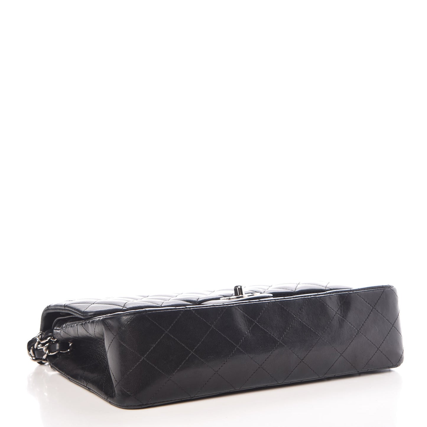Lambskin Quilted Medium Double Flap Black