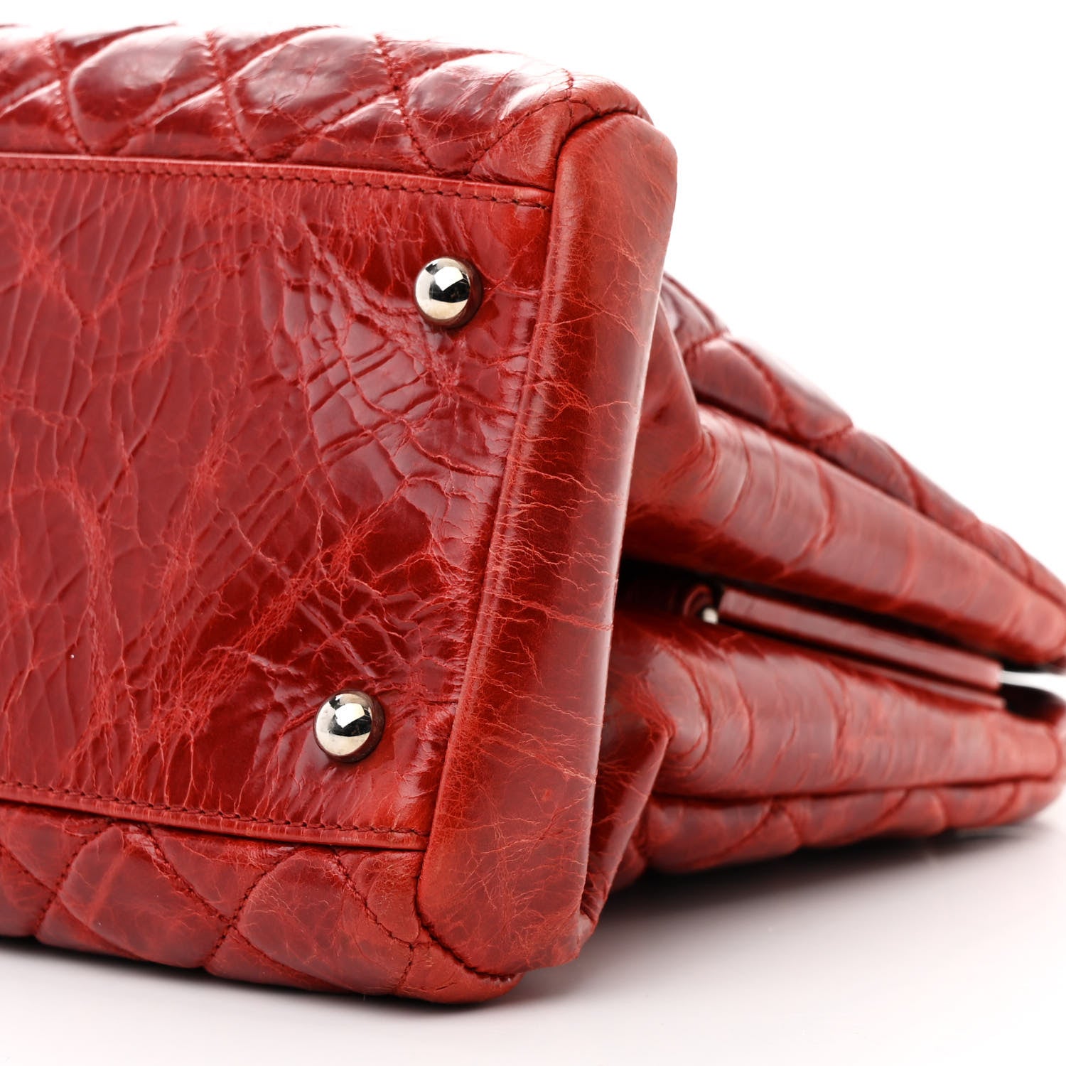 Chanel Glazed Calfskin Quilted Large Just Mademoiselle Bowling Bag Red 11 of 12