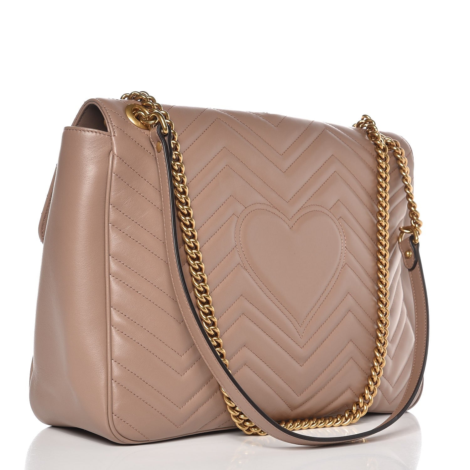 Gucci Calfskin Matelasse Heart Large GG Marmont Shoulder Bag Porcelain Rose 3 of 8