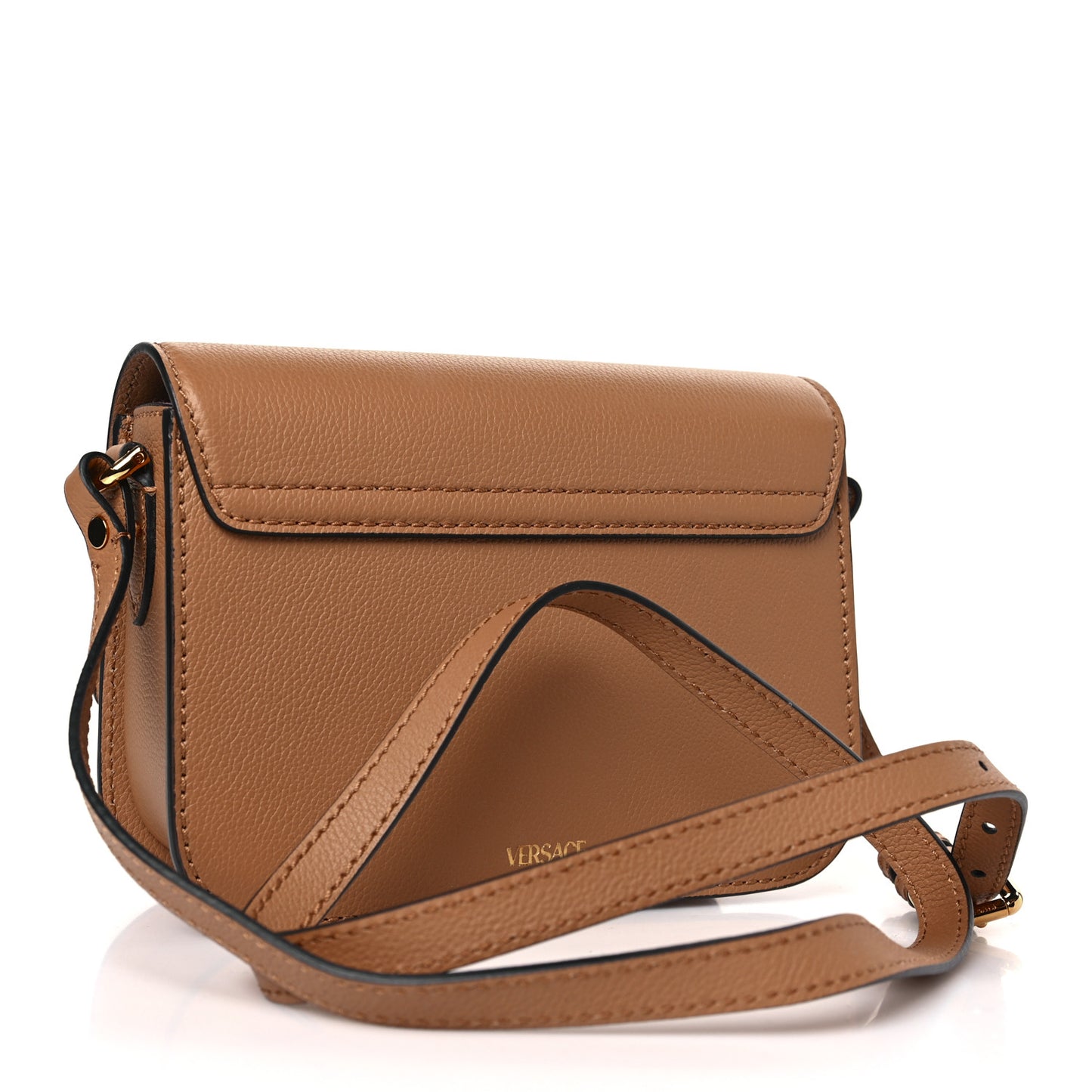 Grained Calfskin La Medusa Flap Shoulder Bag Brown