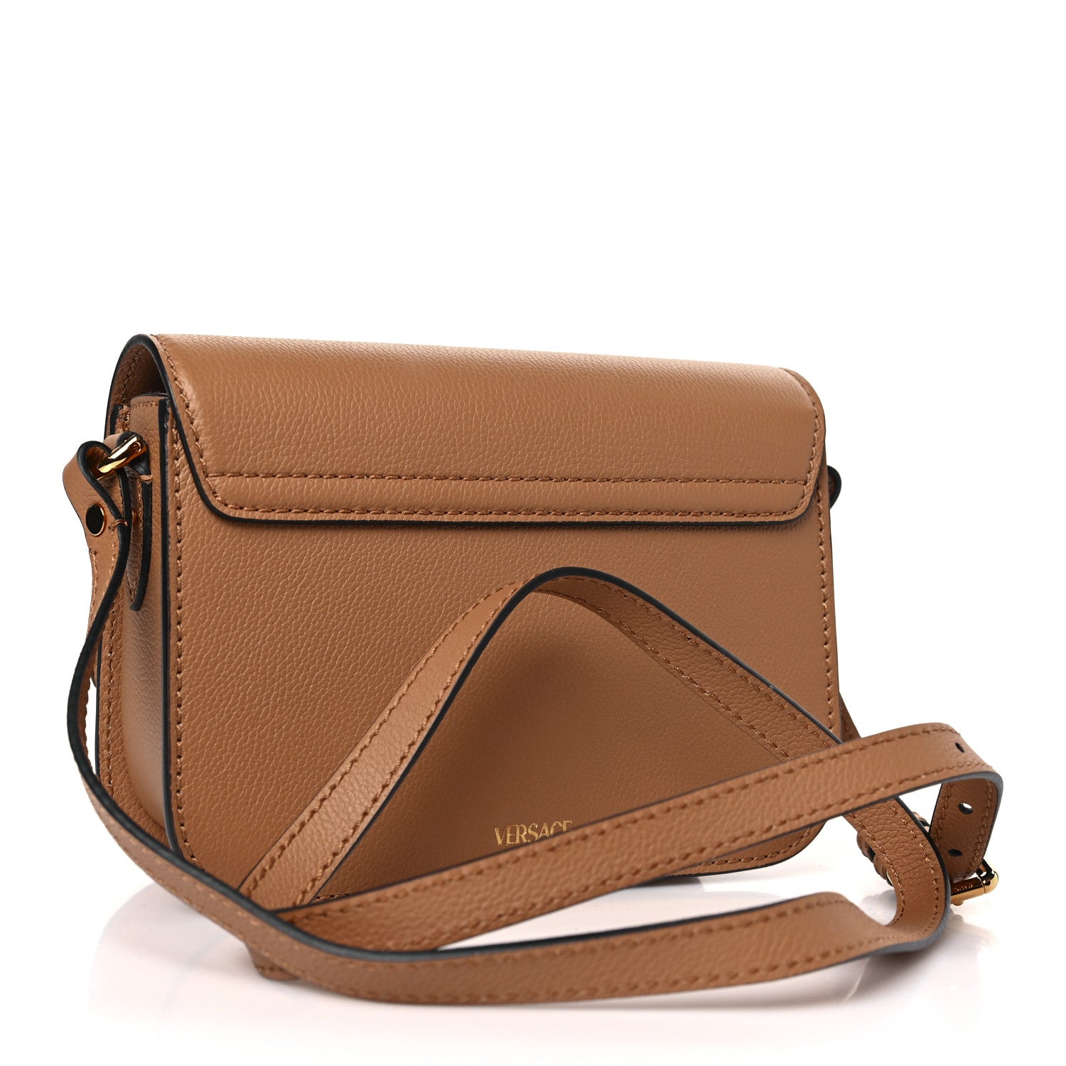 Versace Grained Calfskin La Medusa Flap Shoulder Bag Brown 3 of 8