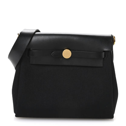 Hermes Military Toile Vache Hunter Herbag Zip Retourne 20 Black 1 of 12