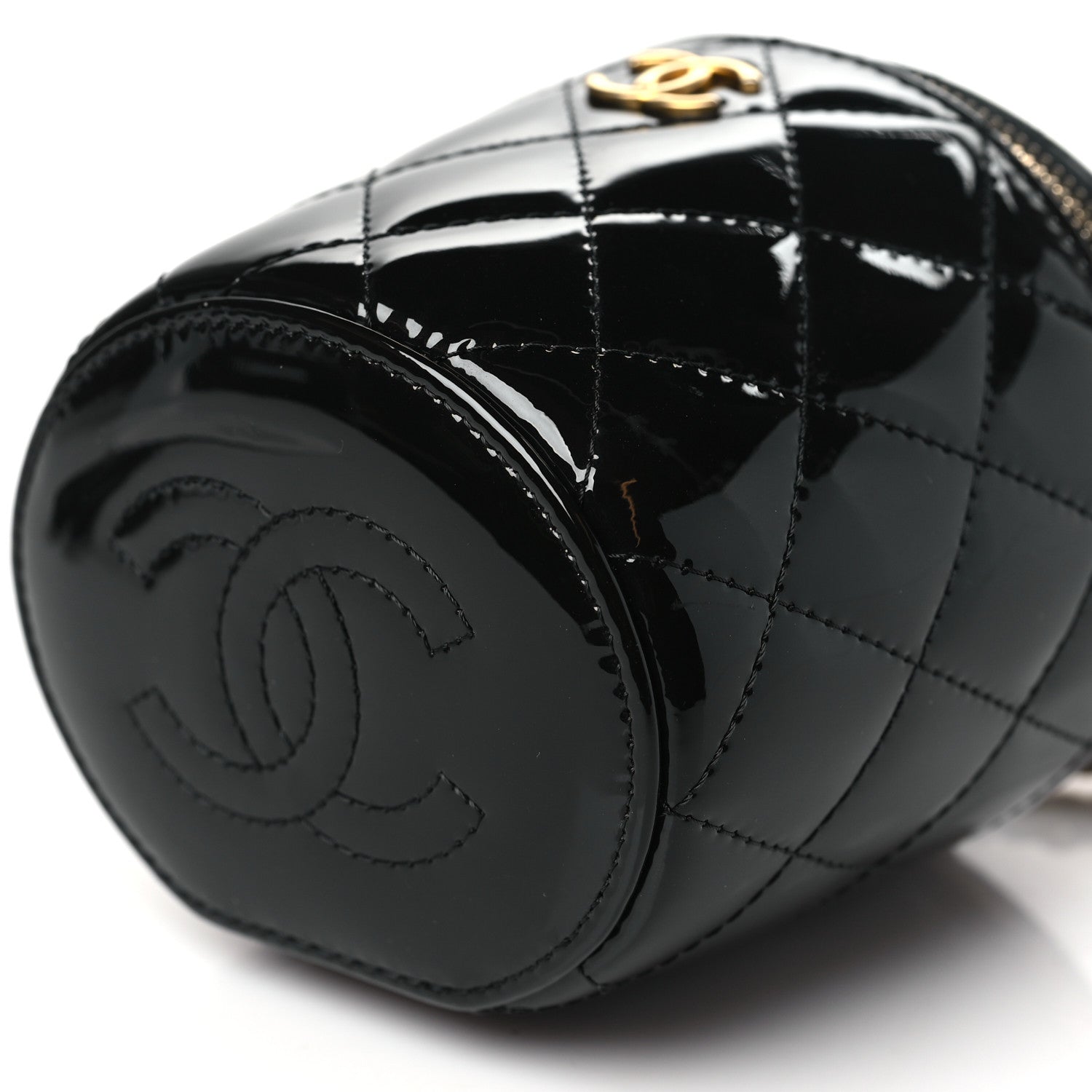 Chanel Patent Quilted Afternoon Tea Top Handle Vanity Case With Chain Black 10 of 11