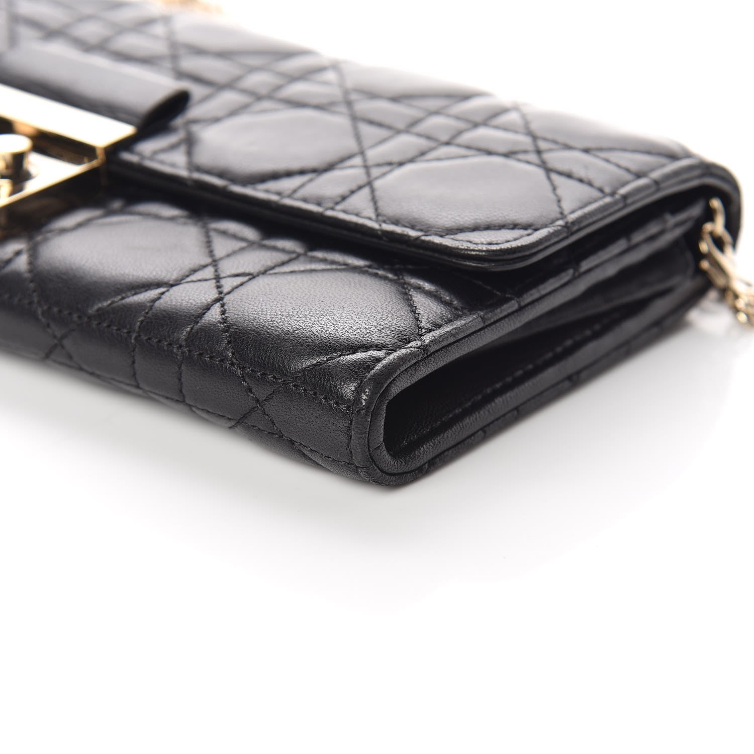 Christian Dior Lambskin Cannage Miss Dior Chain Wallet Black 10 of 10