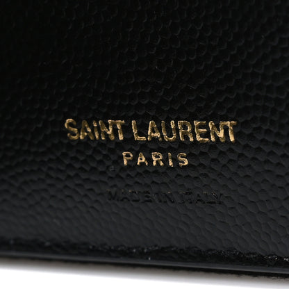 Saint Laurent Grain De Poudre Matelasse Chevron Monogram Compact Zip Around Wallet Black 7 of 8