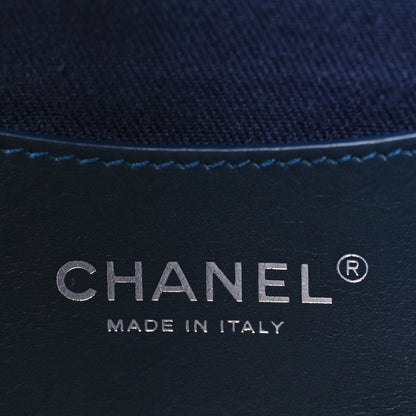 Chanel Denim Quilted Camellia Embroidered Medium Flap Blue 6 of 9