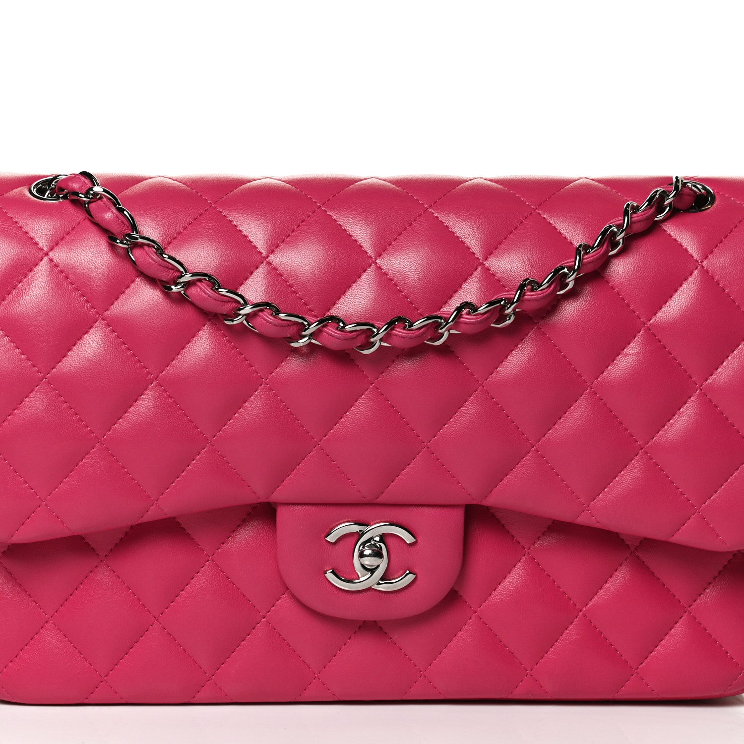 Chanel Lambskin Quilted Jumbo Double Flap Dark Pink 8 of 11