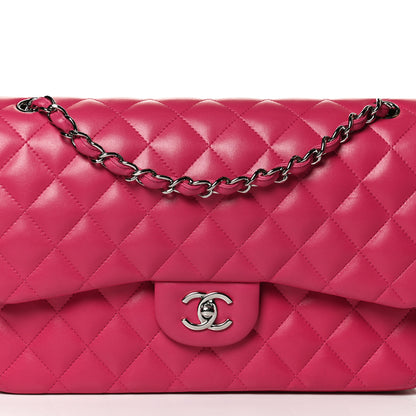 Chanel Lambskin Quilted Jumbo Double Flap Dark Pink 8 of 11
