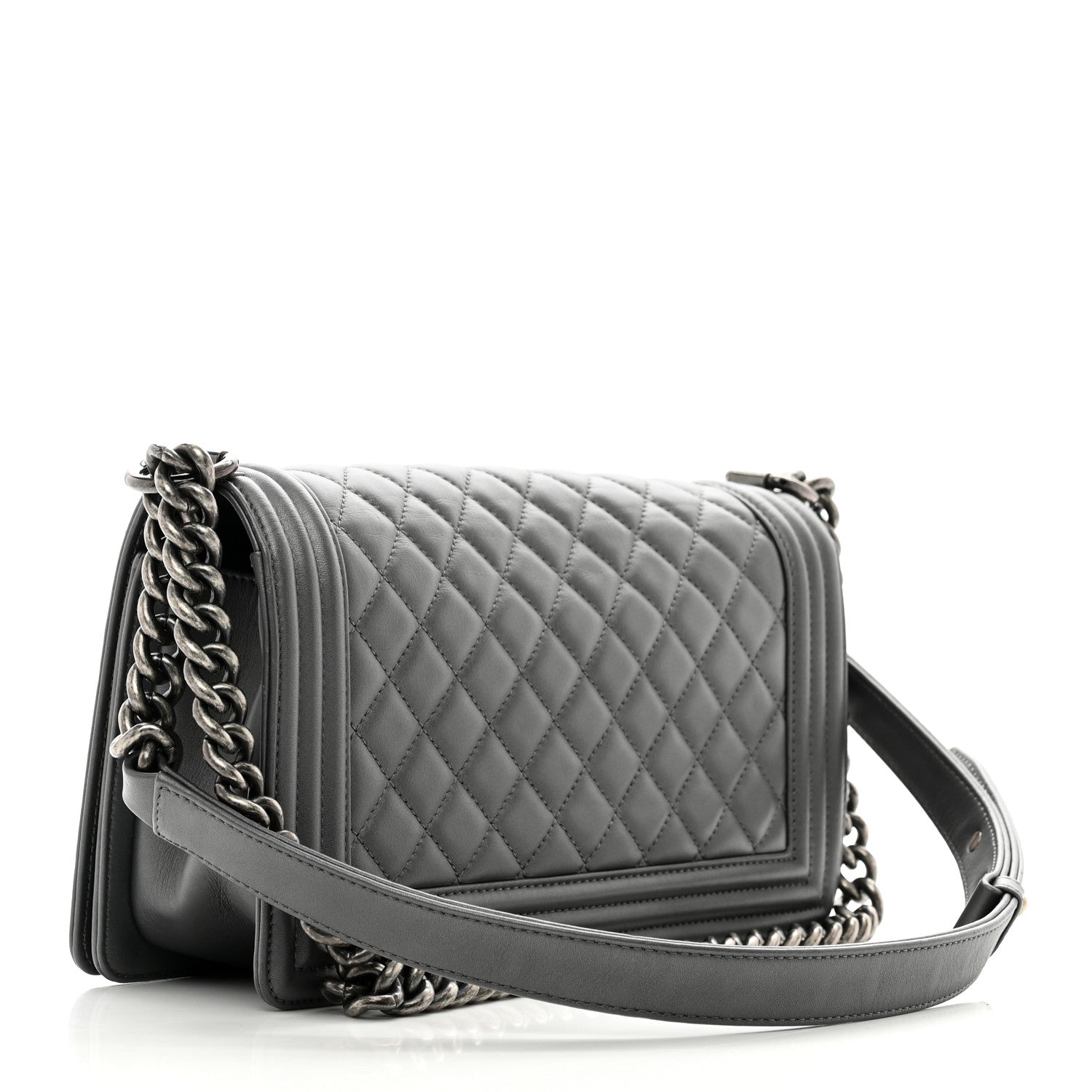 Chanel Lambskin Quilted Medium Boy Flap Dark Grey 3 of 12