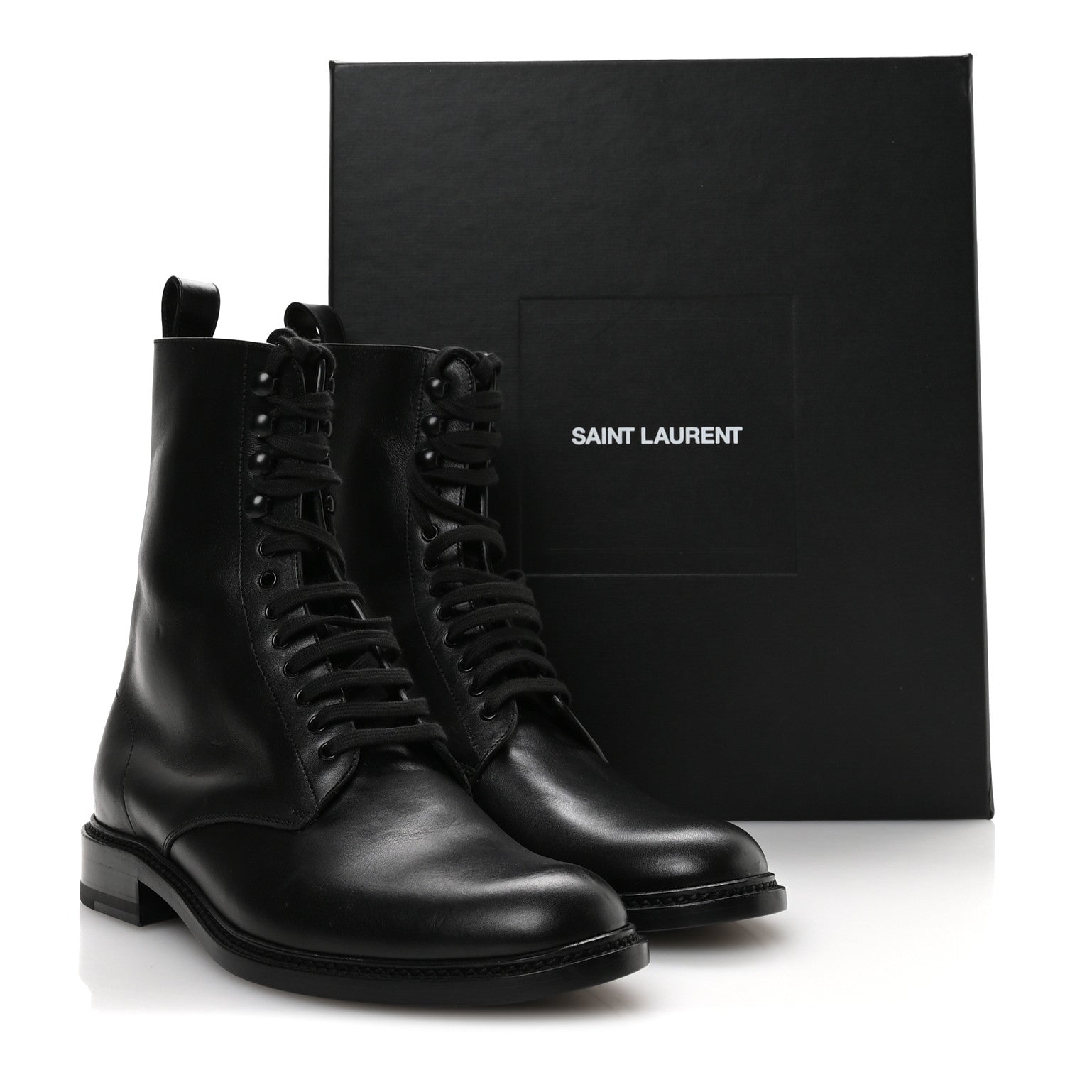 Saint Laurent Stalker Lambskin Mens Army 20 Lace Up Boots 40 Black 9 of 9