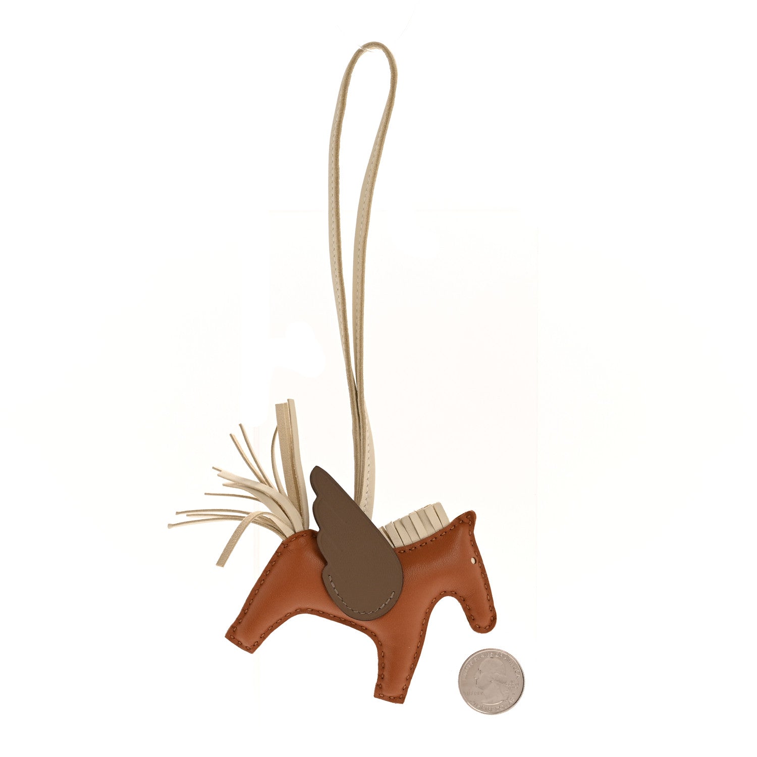 Hermes Milo Lambskin Grigri Rodeo Pegase Horse Bag Charm PM Gold Craie Etoupe 2 of 5