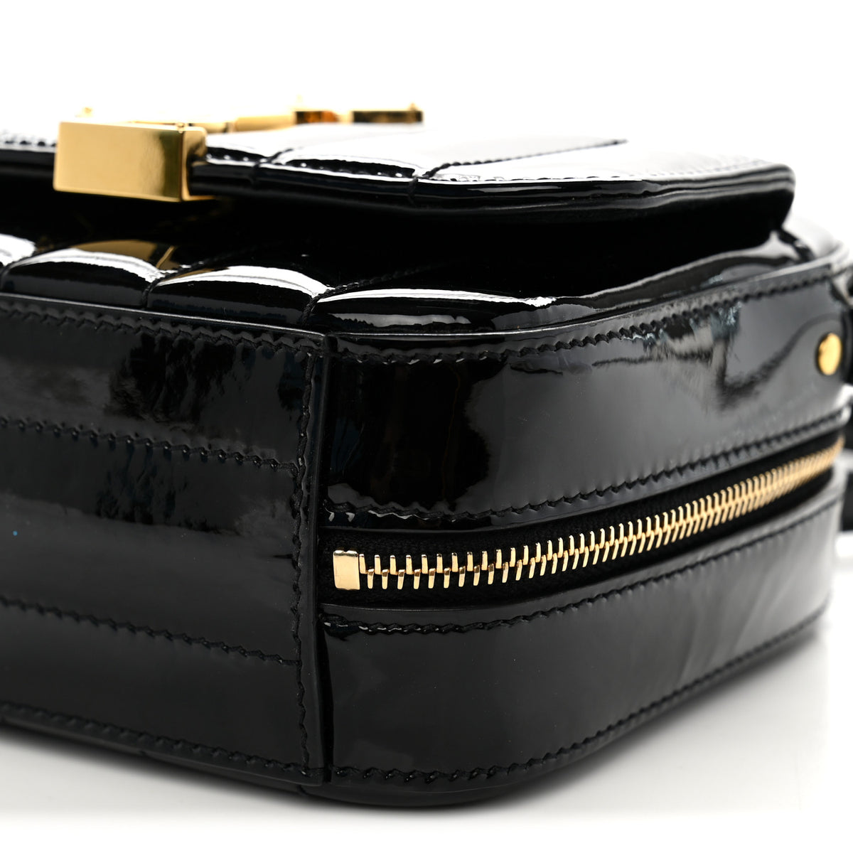 Patent Matelasse Monogram Toy Vicky Camera Bag Black
