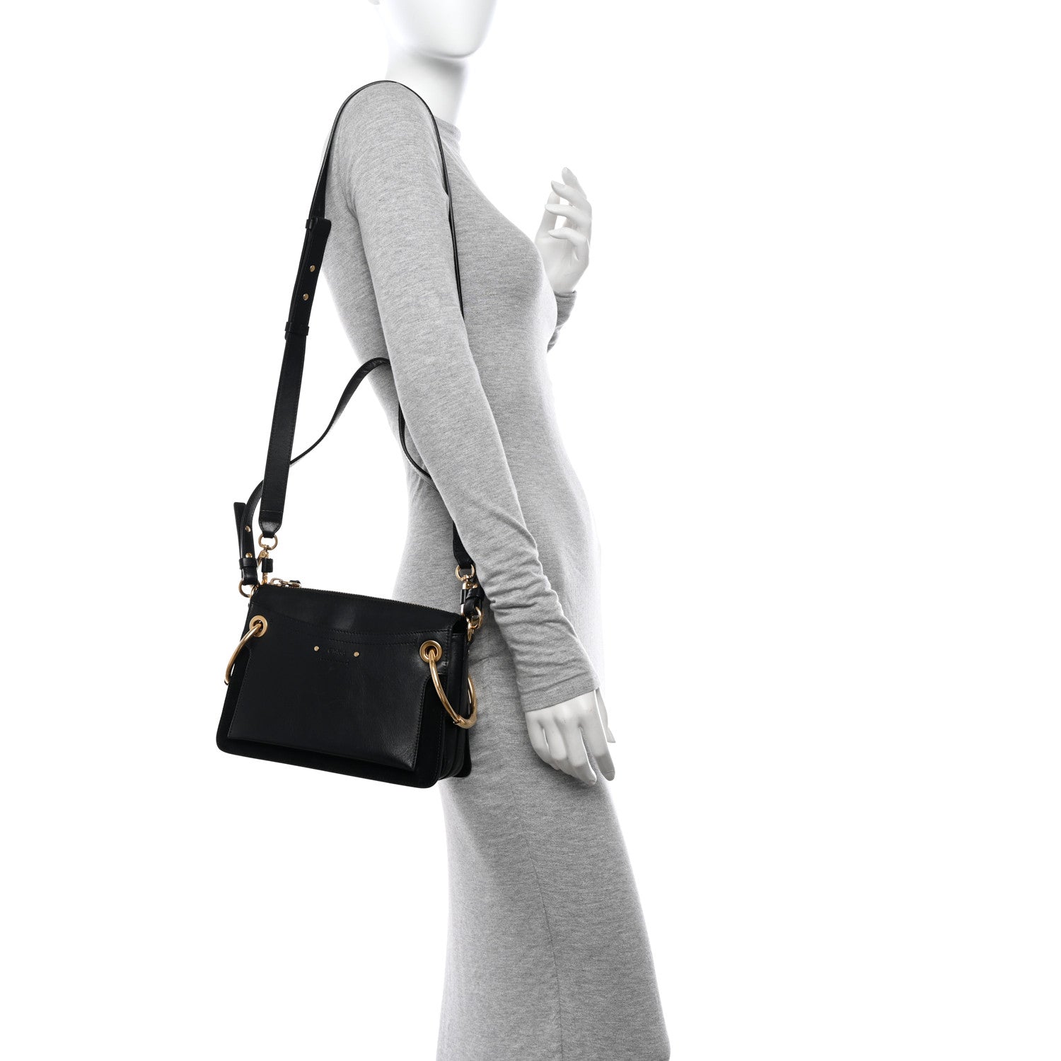 Chloe Calfskin Suede Small Roy Bag Black 2 of 14