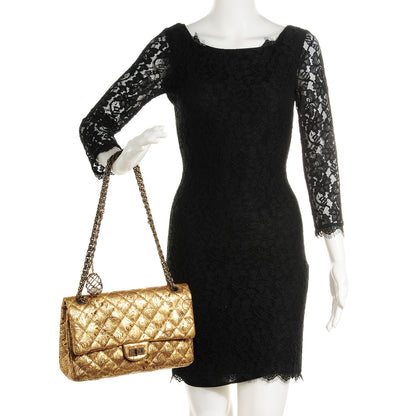 Chanel Buffalo Leather Hand Painted Lace 2.55 Reissue 226 Flap Gold 2 of 8