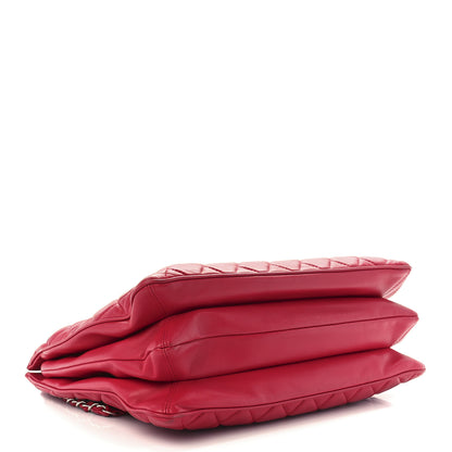 Chanel Lambskin Quilted Accordion Shopping Tote Dark Pink 4 of 11