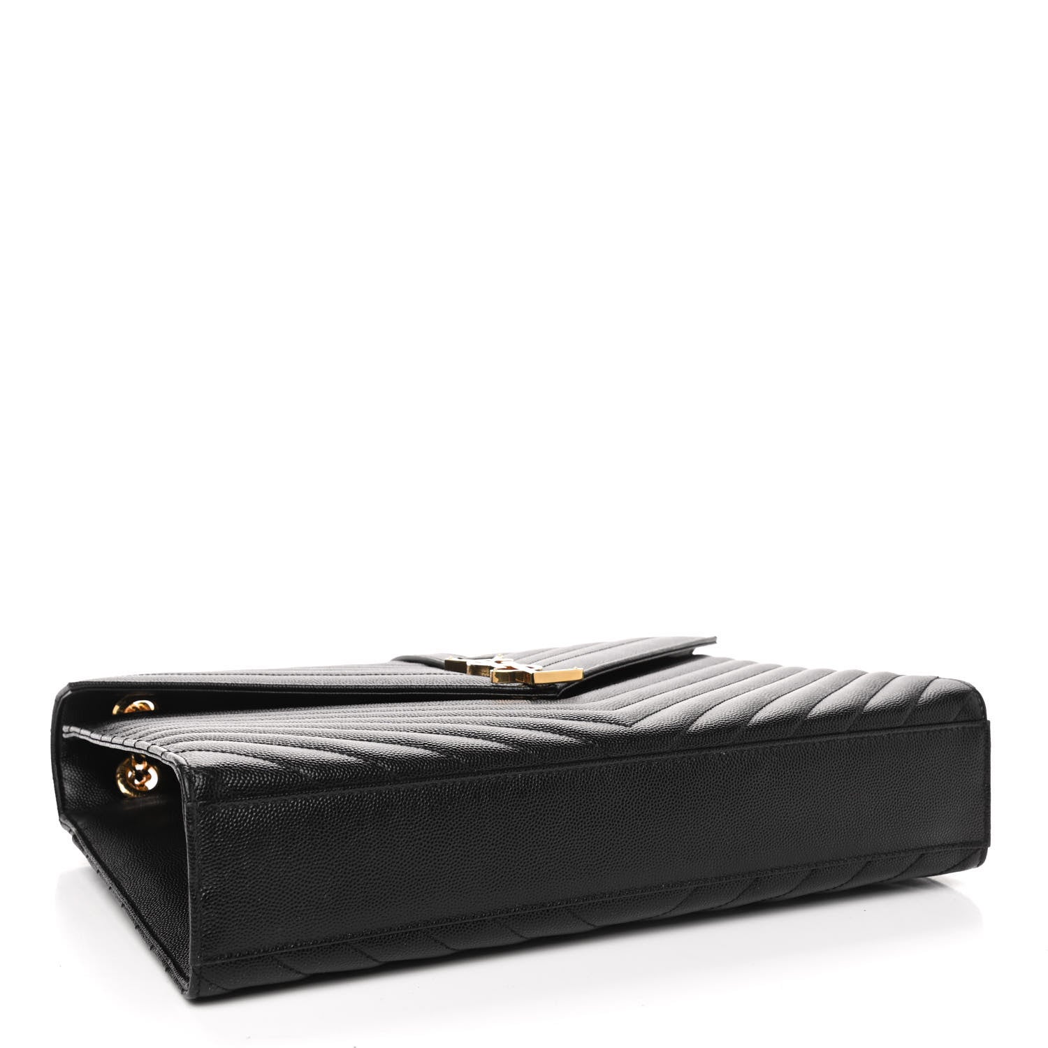 Saint Laurent Grain De Poudre Matelasse Chevron Large Monogram Satchel Black 3 of 4
