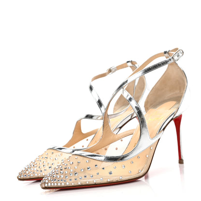 Christian Louboutin Dentelle Jacquard Strass Twistissima 85 Pumps 37.5 Silver 3 of 7