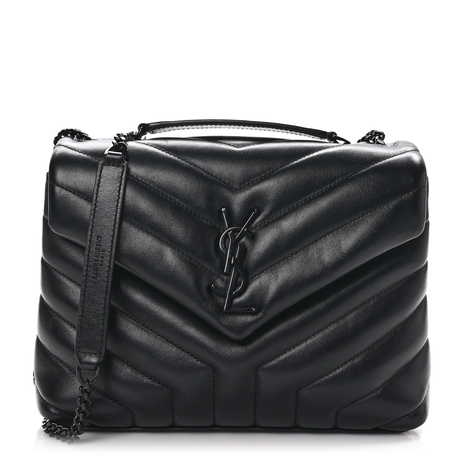Saint Laurent Calfskin Y Quilted Monogram Monochrome Small Loulou Chain Satchel Black 2 of 12