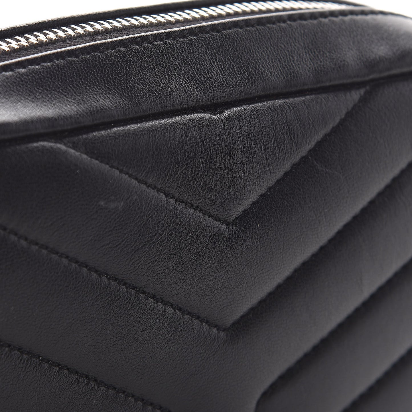 Lambskin Y Quilted Monogram Loulou Cosmetic Case Black